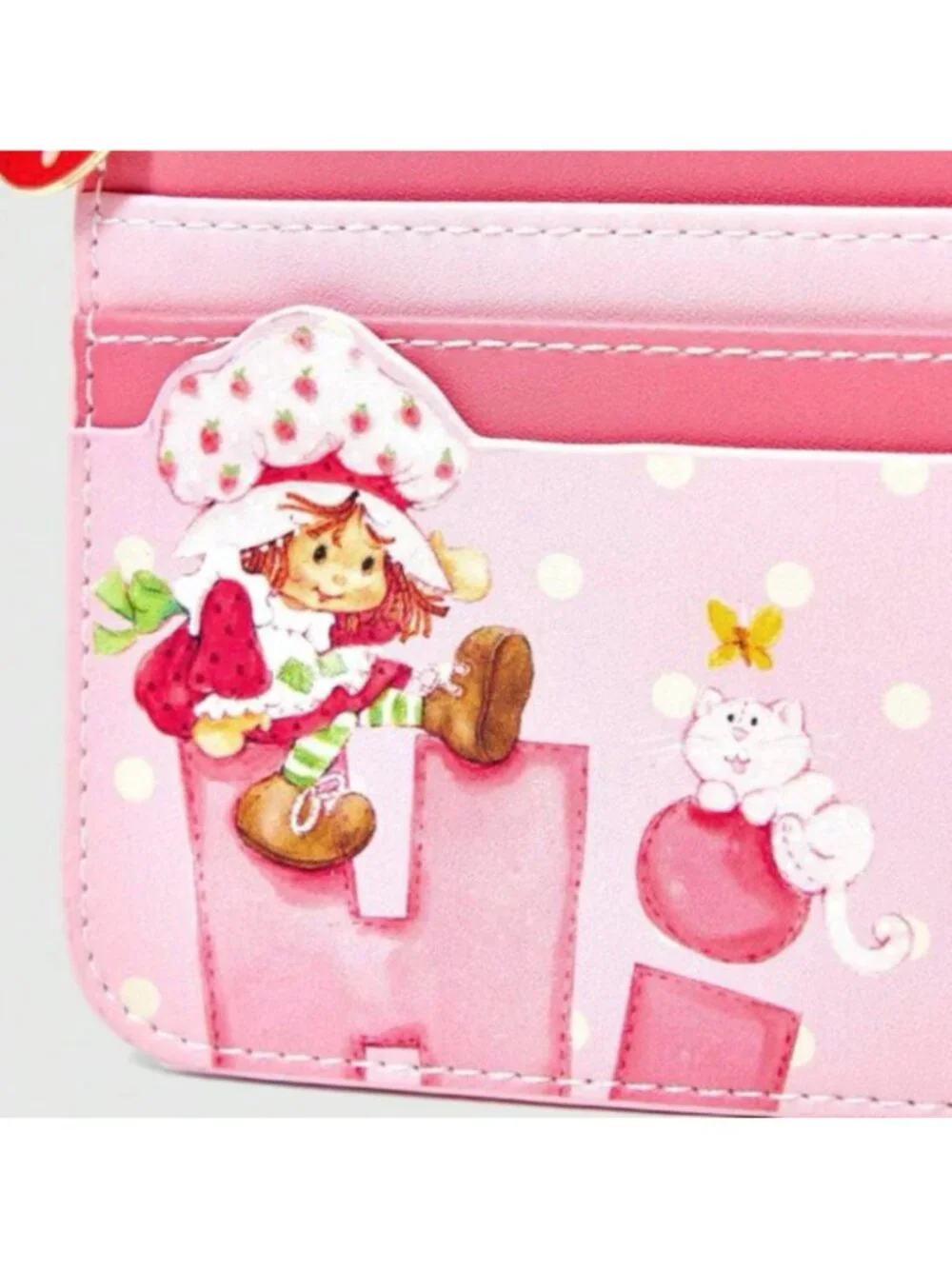 Strawberry Shortcake Card Holder Wallet Cute Pink Polka Dot Coin Purse